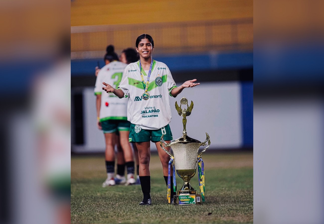 Inspirada em CR7, adolescente de 14 anos marca quatro gols na final do Tocantinense Feminino