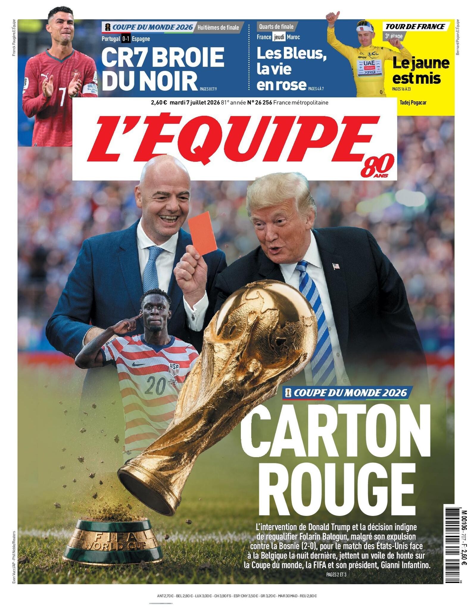 Jornal francês acusa Trump e Fifa de “envergonharem a Copa” após caso Balogun: “Cartão vermelho”