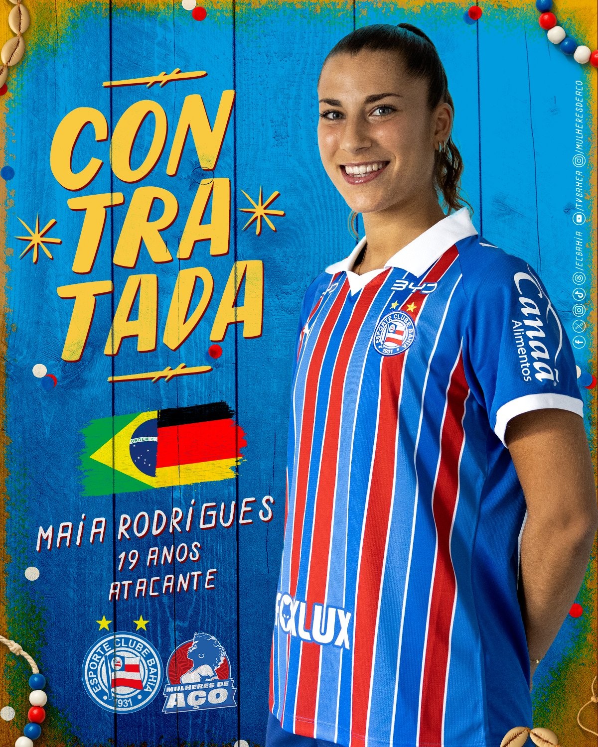 Bahia anuncia atacante com carreira na Europa para time feminino