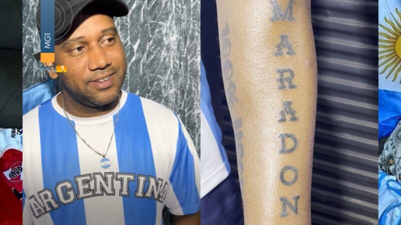 Mineiro com tatuagem de Maradona crava placar da semifinal e sonha com tetra da Argentina na Copa