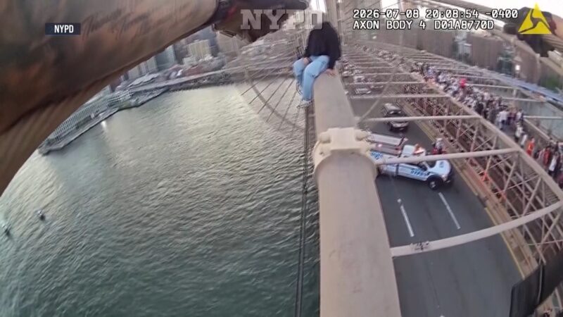 VÍDEO: mulher escala ponte do Brooklyn em Nova York e é salva por policiais