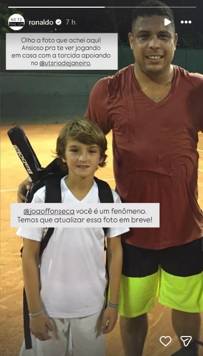 Ronaldo resgata foto rara ao lado de João Fonseca na infância: “Temos que atualizar em breve”
