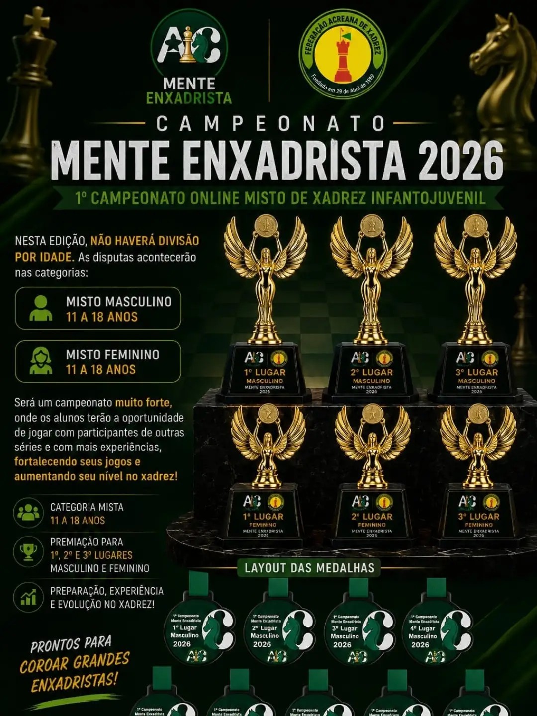 1º Campeonato Online Infantojuvenil de Xadrez definido para dia 1º de agosto; inscrições abertas
