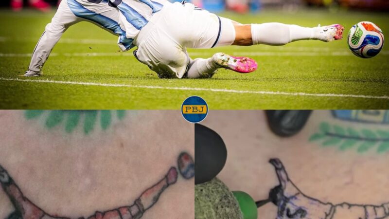 Torcedor tatua foto de Paredes cortando contra-ataque do Egito na vitória da Argentina