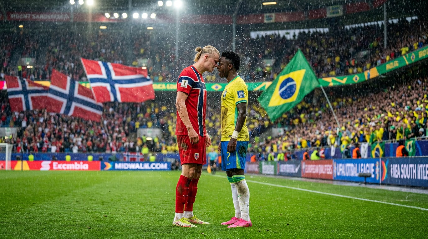 “Bailarino” x “máquina”: técnico da Noruega define Vini Jr. e Haaland antes de enfrentar o Brasil