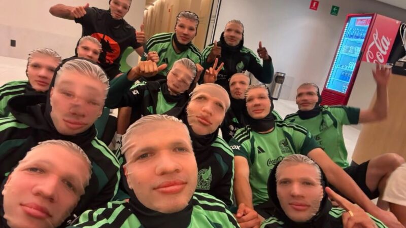 Jogadores do México fazem remada viking com máscaras de Haaland, e astro da Noruega reposta vídeo