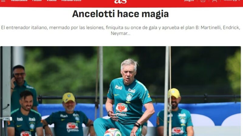 Jornal espanhol diz que Brasil “deixou de lado o jogo bonito”, mas exalta Ancelotti: “É um mágico”
