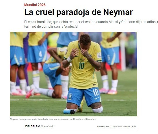 Jornal espanhol diz que Neymar vive “paradoxo cruel” ao se despedir antes de Messi e CR7