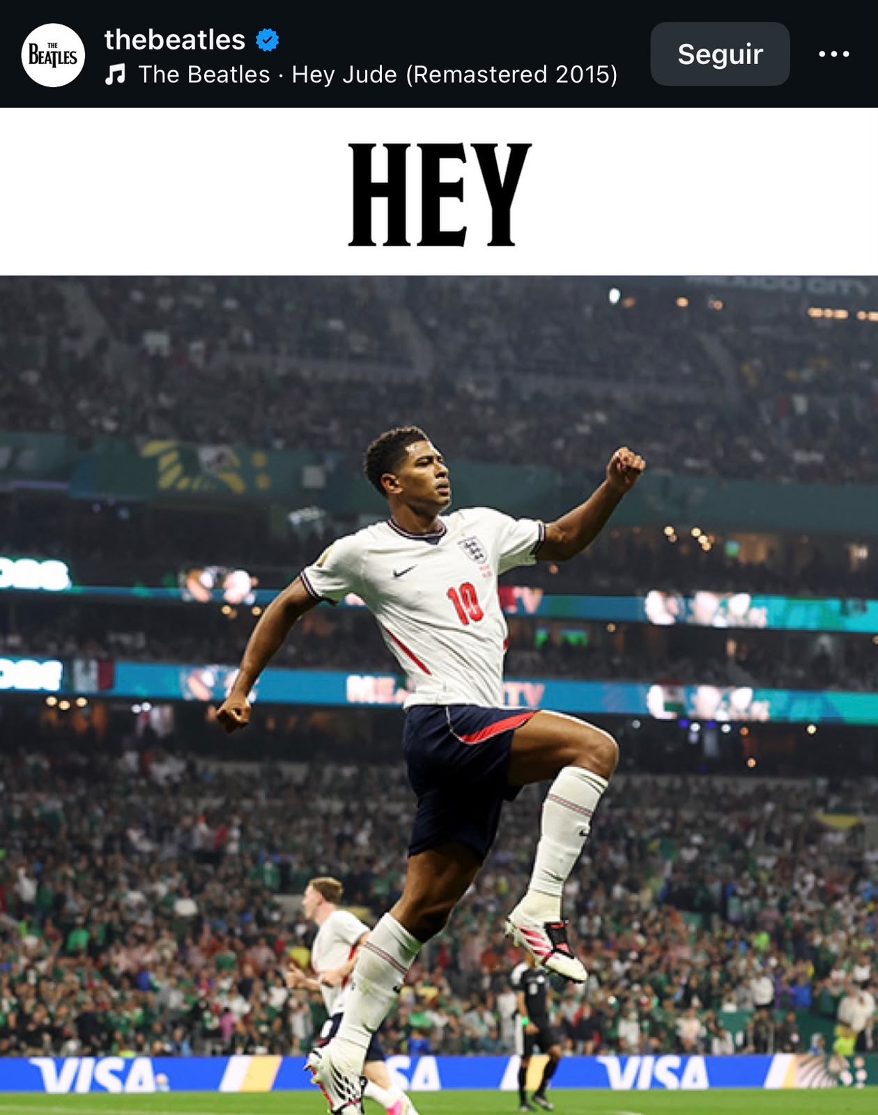 Página dos Beatles brinca com gols de Bellingham pela Inglaterra: “Hey, Jude”
