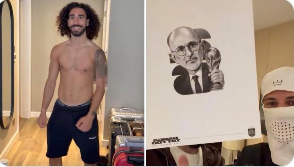 Cucurella revela tatuagem que fará do rosto de Luís de La Fuente