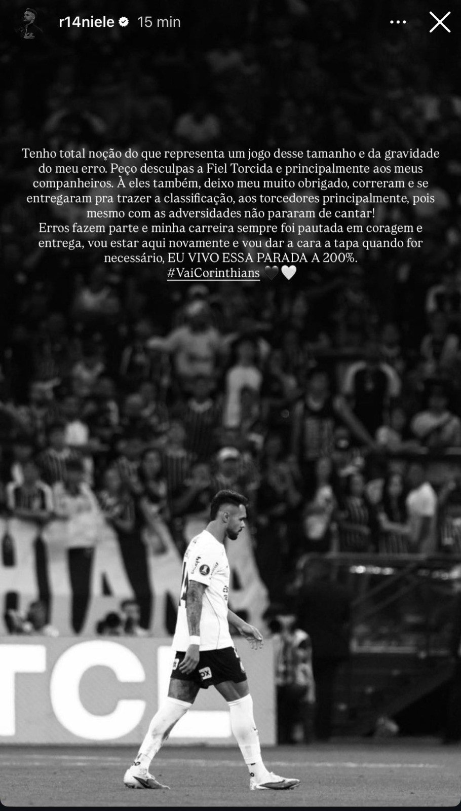 Raniele pede desculpas por expulsão em jogo do Corinthians: “Vou dar a cara a tapa”