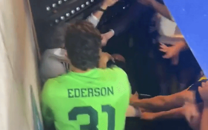 Gestos obscenos de ex-Arsenal para torcida do Lyon causam briga generalizada na Champions; veja