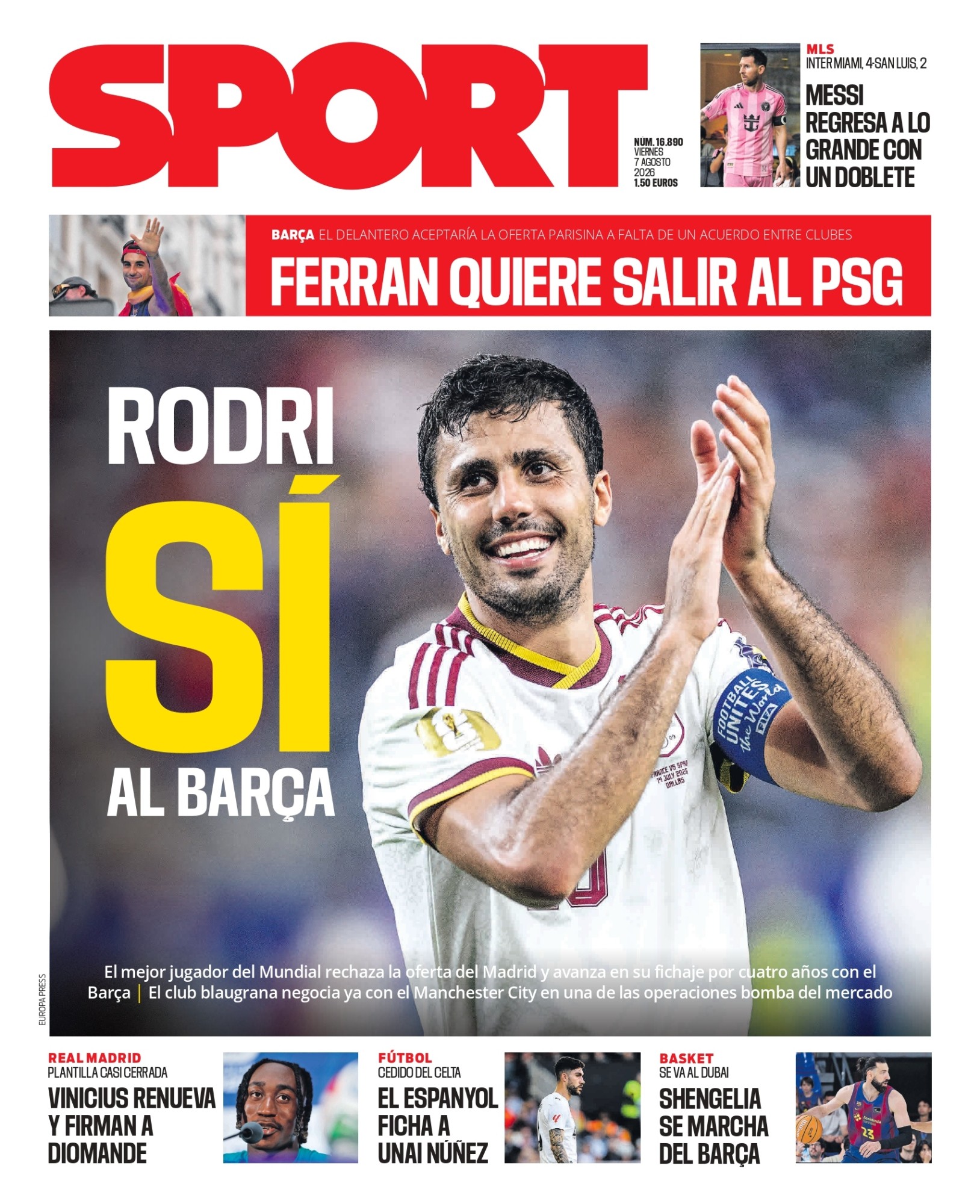 “Sim” de Rodri ao Barcelona agita imprensa espanhola; meia era alvo do Real Madrid
