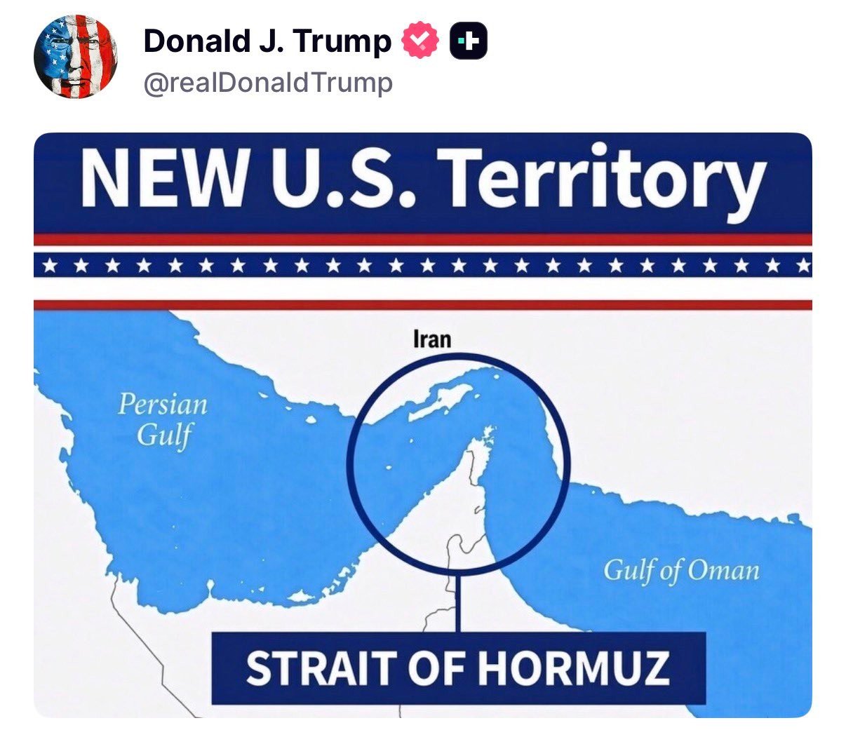 Em meio a impasse na guerra, Trump provoca o Irã com imagem de Ormuz como ‘território dos EUA’
