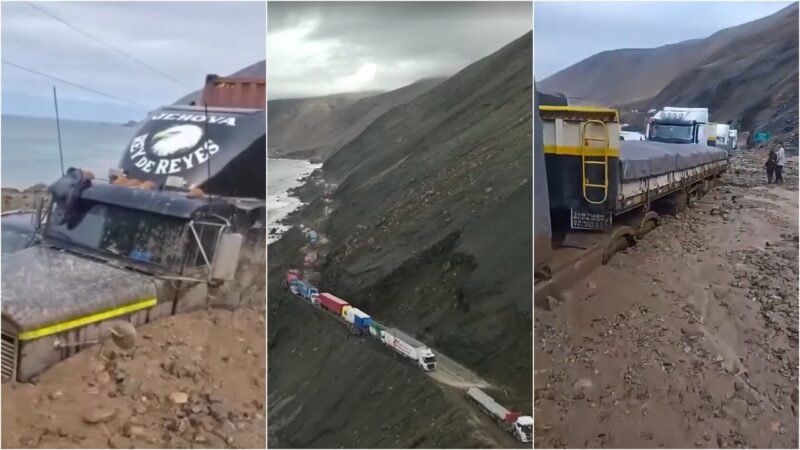 Deslizamento de Terra do sul do Peru soterra caminhões e bloqueia rodovia