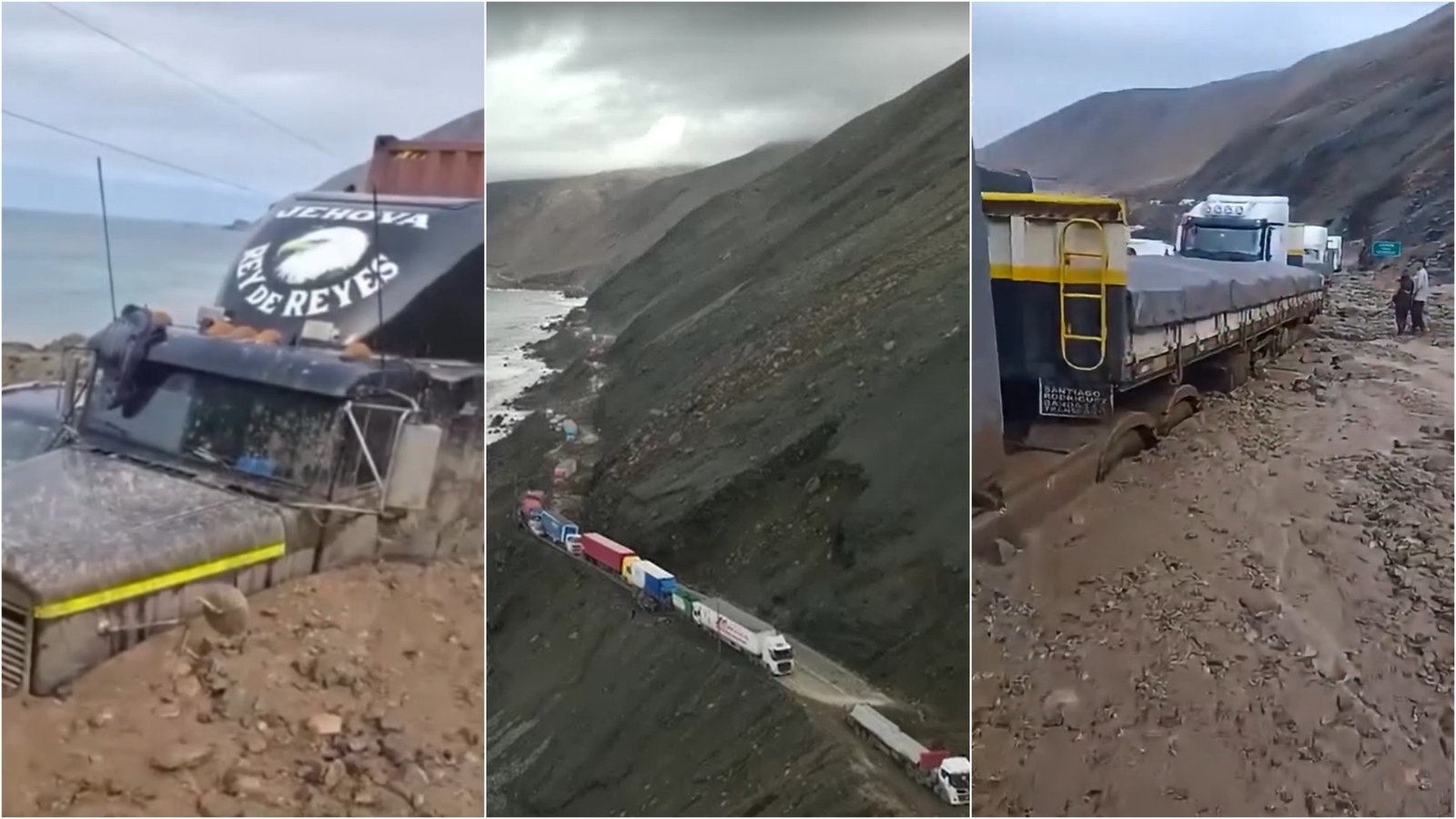 Deslizamento de Terra do sul do Peru soterra caminhões e bloqueia rodovia