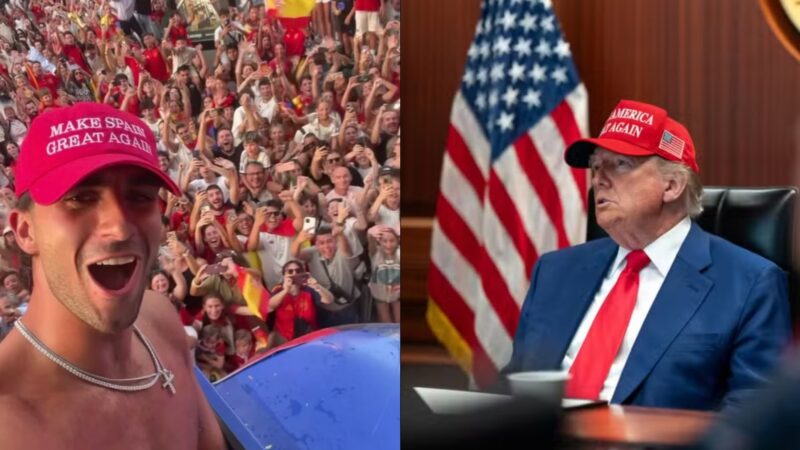 Herói da Espanha nega gesto político ao usar boné com frase semelhante a slogan de Trump
