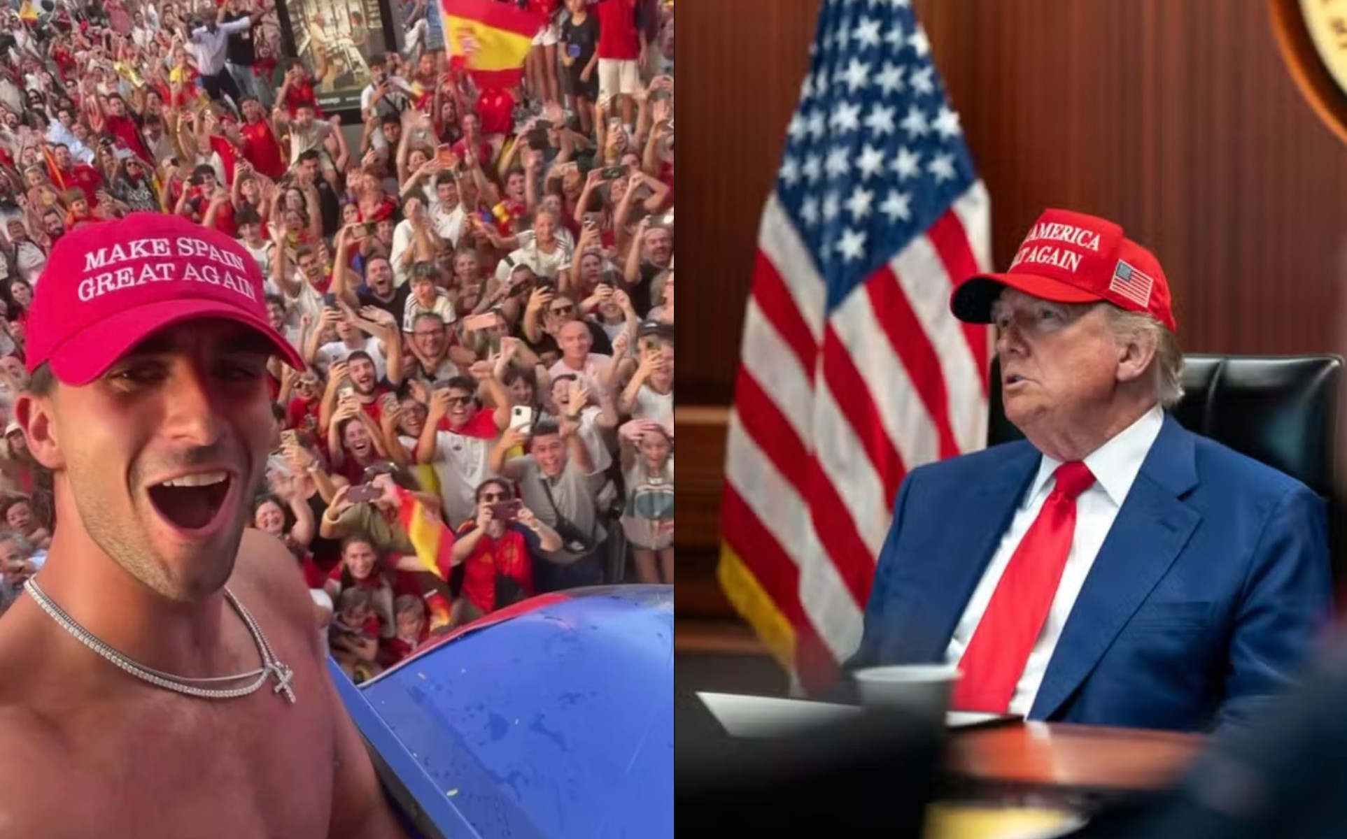Herói da Espanha nega gesto político ao usar boné com frase semelhante a slogan de Trump