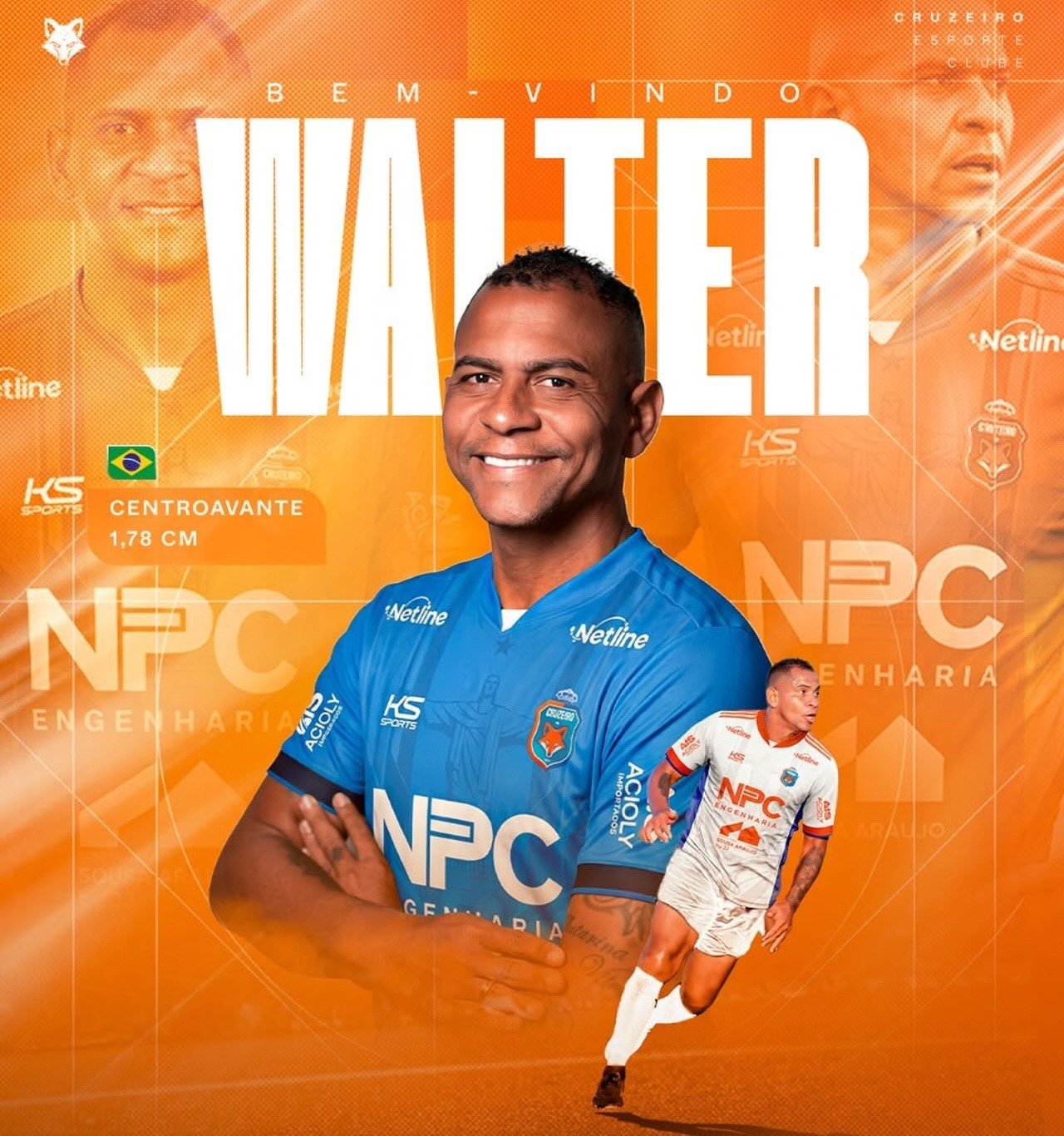 Clube da 2ª divisão do Paraibano anuncia atacante Walter, ex-Inter e Fluminense