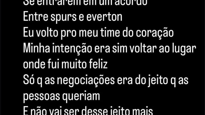 Richarlison pede respeito e quer ser negociado com o Everton: “Voltar onde fui muito feliz”