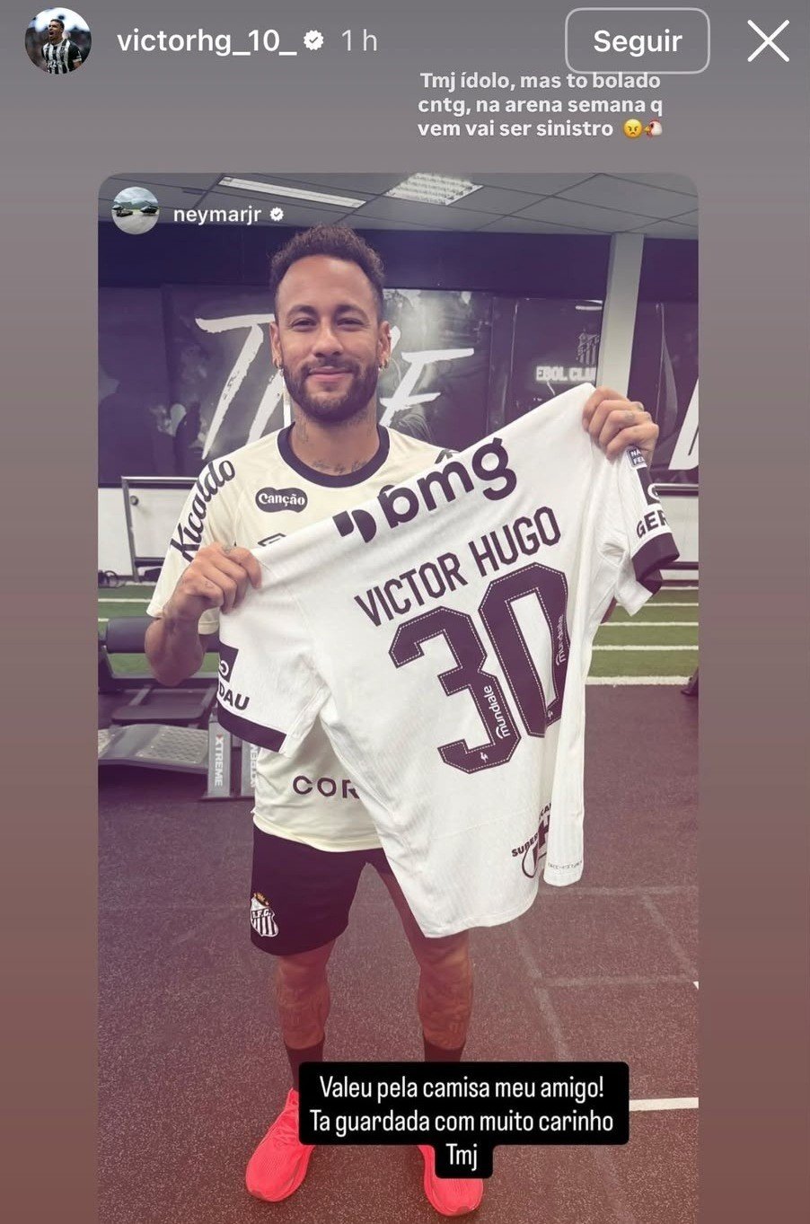 Meia do Atlético-MG presenteia Neymar e manda recado: “Tô bolado contigo”