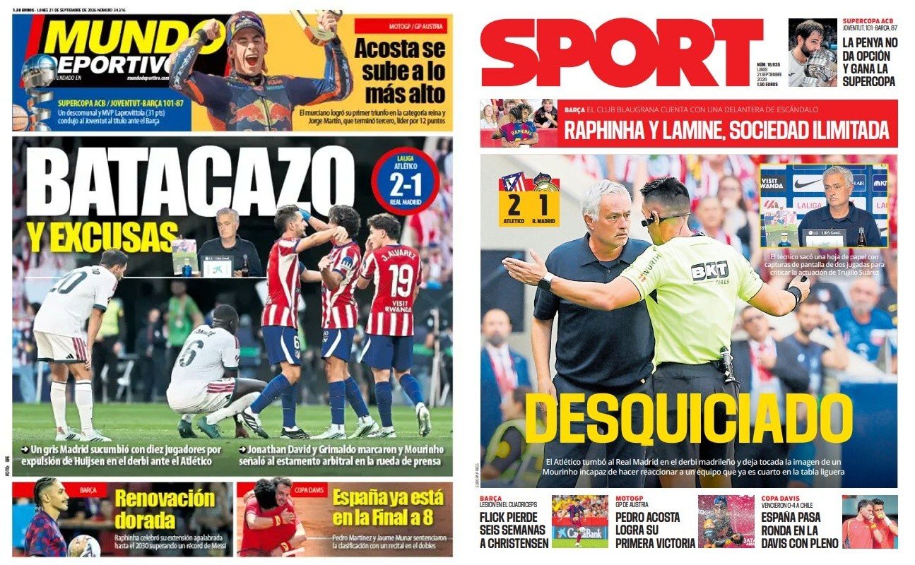 Mourinho monopoliza destaques da imprensa espanhola após derrota: “Desequilibrado”