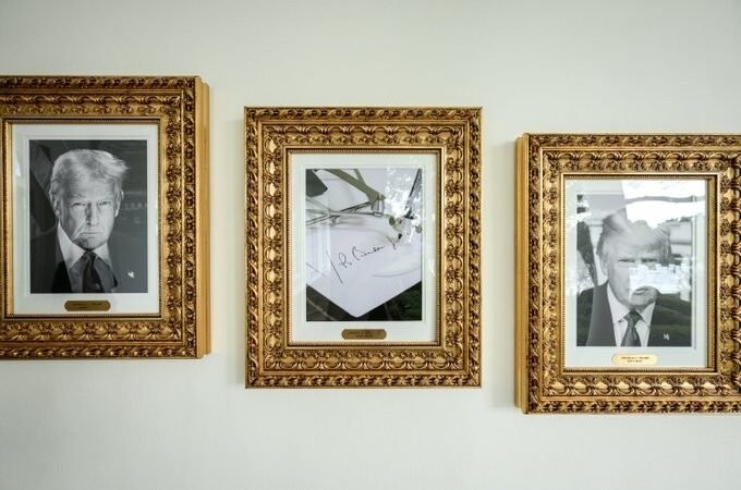 Casa Branca divulga VÍDEO de Trump mostrando foto de caneta colocada por ele no lugar de retrato de Joe Biden
