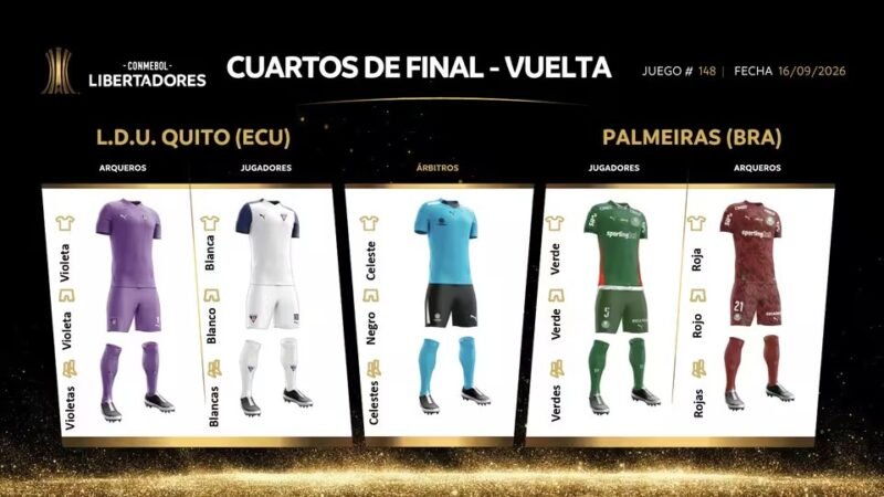 Veja uniformes de Palmeiras e LDU nas quartas de final da Libertadores