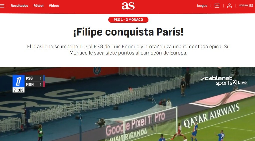 “Filipe conquista Paris”: jornal espanhol destaca vitória do técnico brasileiro sobre o PSG de Luís Enrique