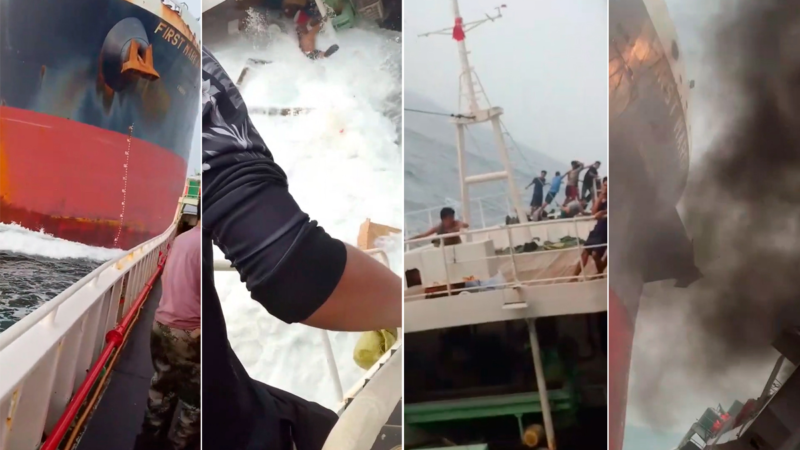 VÍDEO mostra colisão de navio de grande porte com barco de pesca chinês no Estreito de Singapura