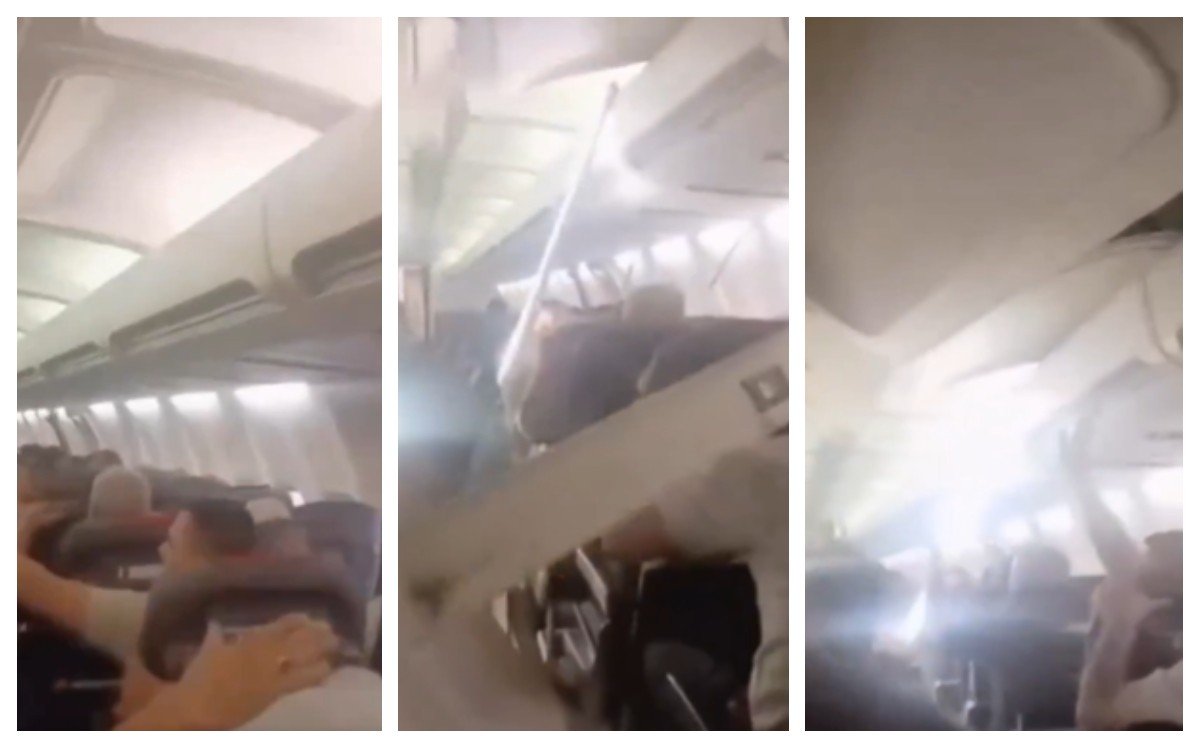 VÍDEO: Teto de cabine de avião cai durante voo no Irã