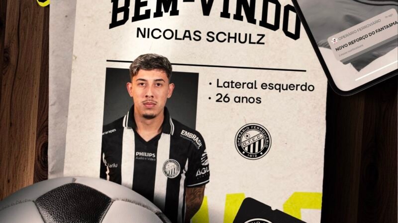 Operário-PR anuncia a contratação do lateral-esquerdo Nicolas Schulz para sequência da Série B