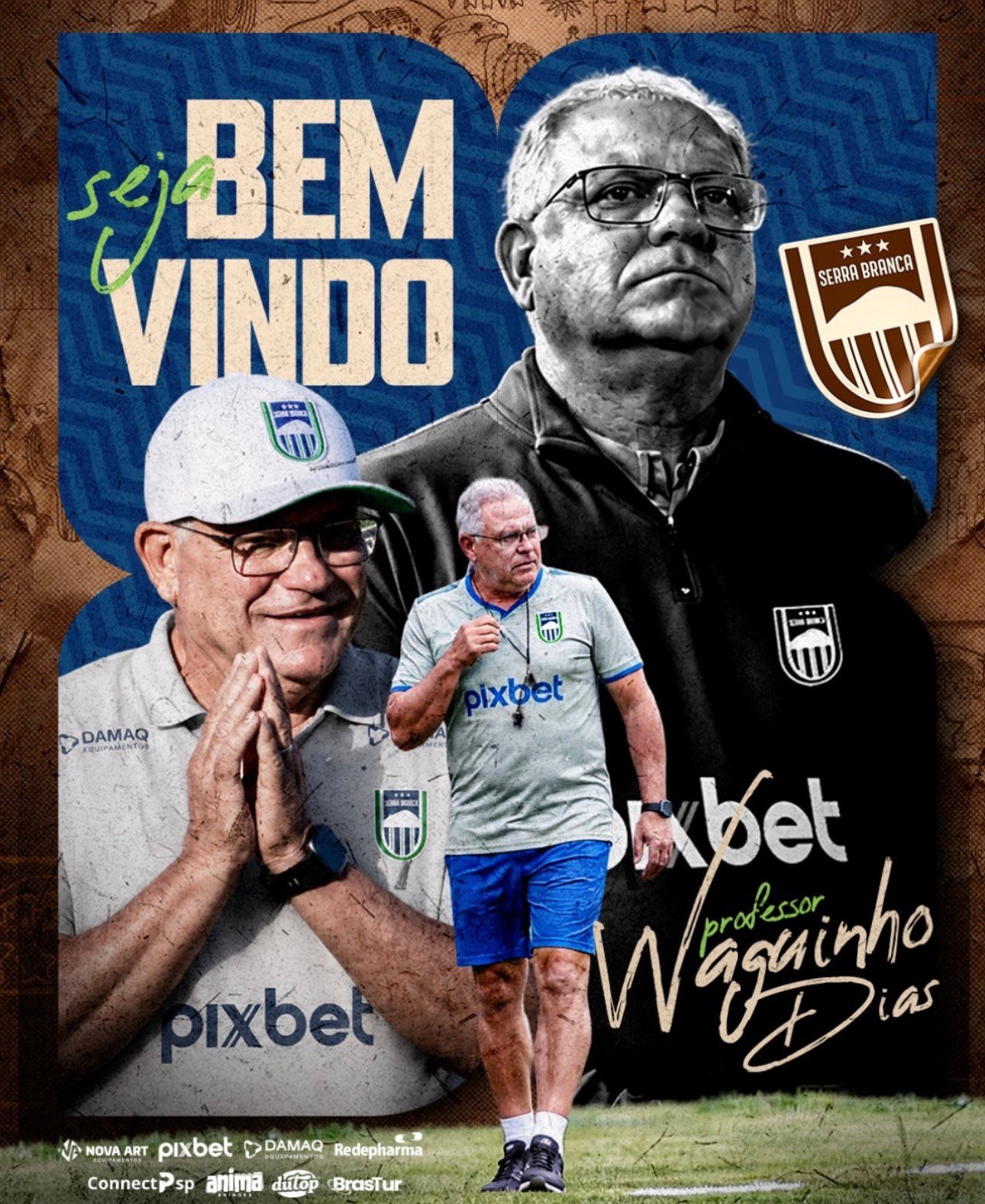 Serra Branca anuncia contratação do técnico Waguinho Dias, ex-Treze e ABC, para a Copa Paraíba 2026