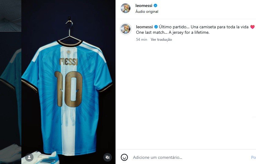 Messi apresenta camisa especial para o jogo de despedida da seleção argentina