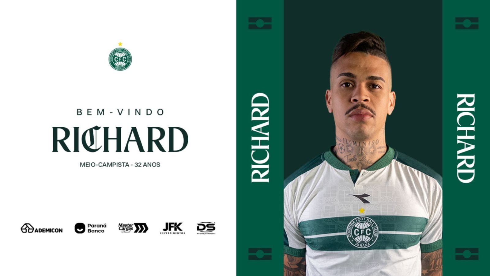 Coritiba anuncia contratação do volante Richard, ex-Internacional