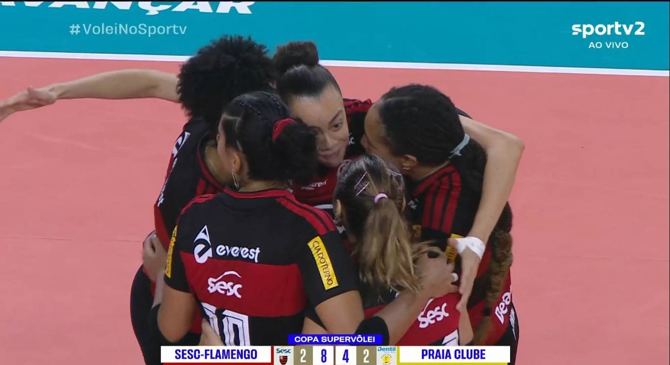 Em jogaço de cinco sets, Sesc-Flamengo bate Praia Clube de virada e conquista Copa Super Vôlei