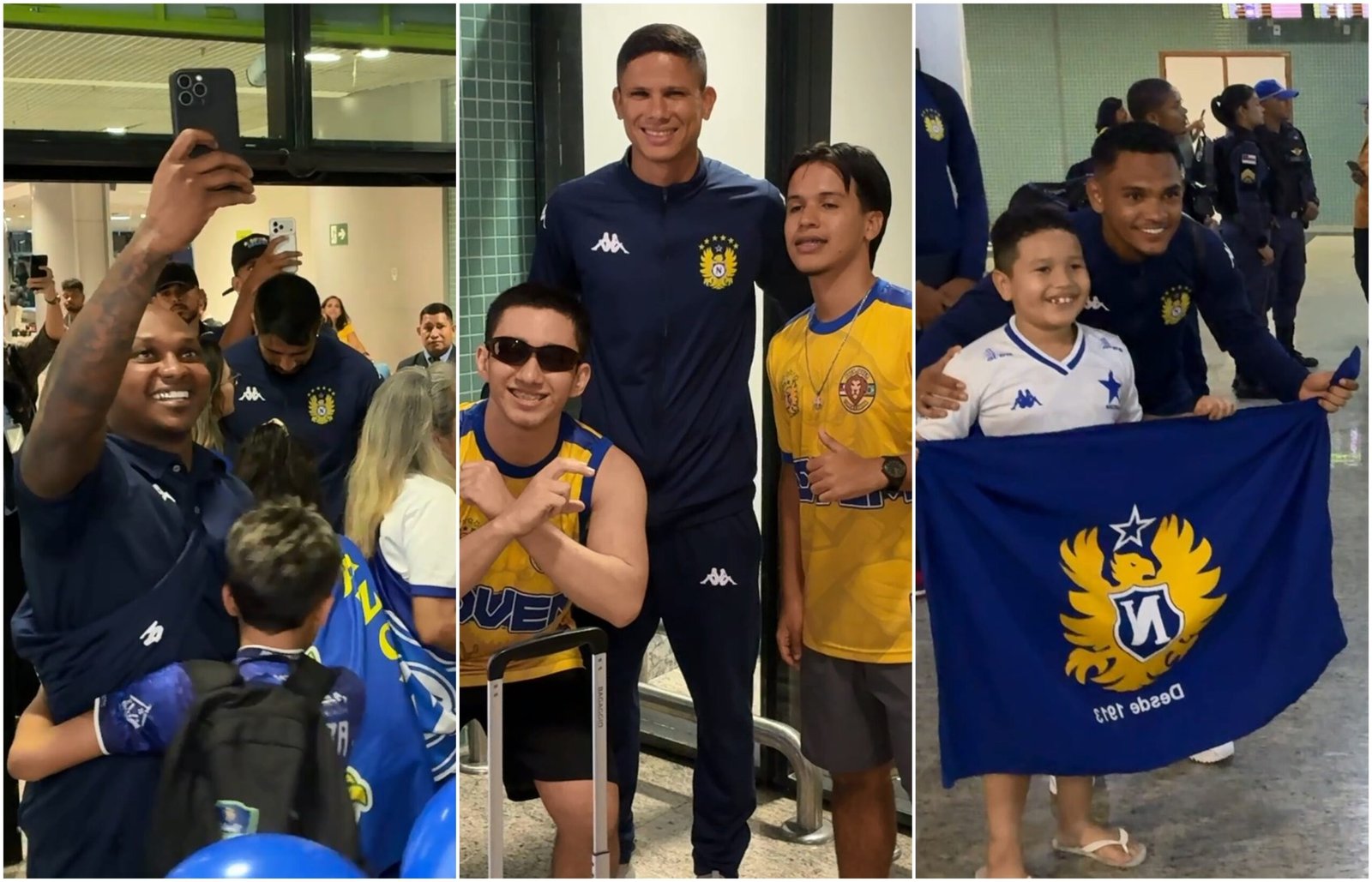 Após acesso, elenco do Nacional-AM é recebido com festa no Aeroporto de Manaus