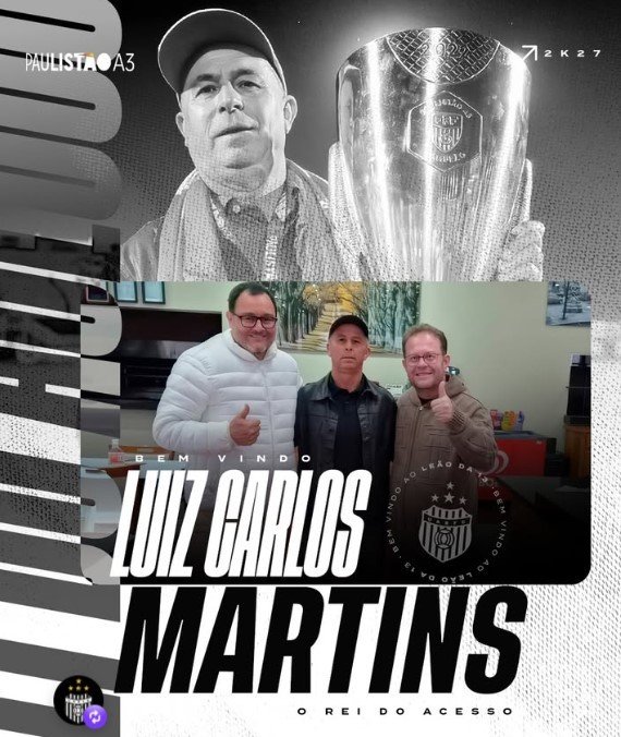 União Barbarense anuncia técnico Luiz Carlos Martins, conhecido como “Rei do Acesso”