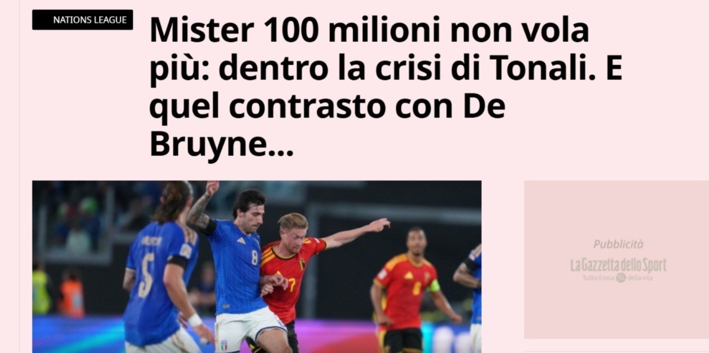 Italiano mais caro da história, Tonali vira alvo de críticas após negócio de R$ 720 milhões