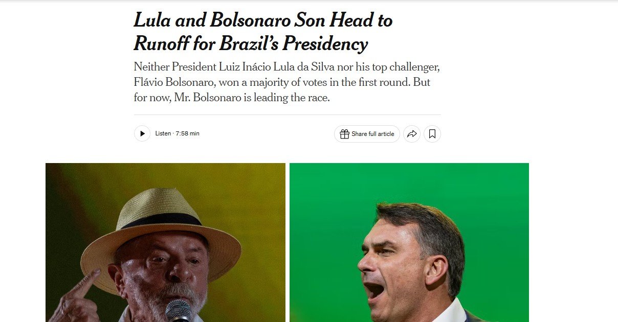 Flávio e Lula no 2º Turno: como imprensa internacional noticiou resultado das eleições