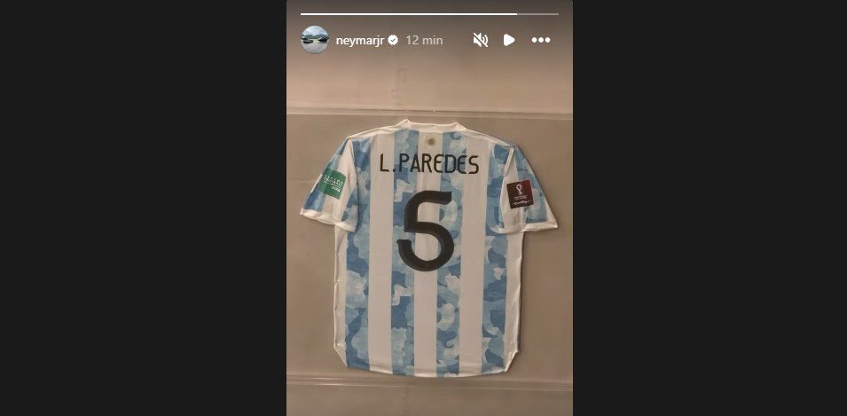 Neymar publica vídeo de camisa de Paredes, algoz do Vasco na Sul-Americana