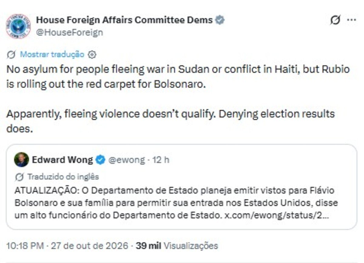 Comitê democrata critica decisão do governo dos EUA de conceder de visto a Flávio Bolsonaro