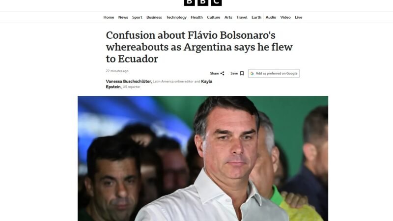 ‘Confusão sobre paradeiro de Flávio Bolsonaro’: imprensa mundial repercute fuga de senador para os EUA