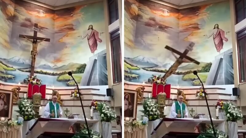 Padre morre após cruz cair sobre sua cabeça durante transmissão ao vivo de uma missa no Equador; VÍDEO