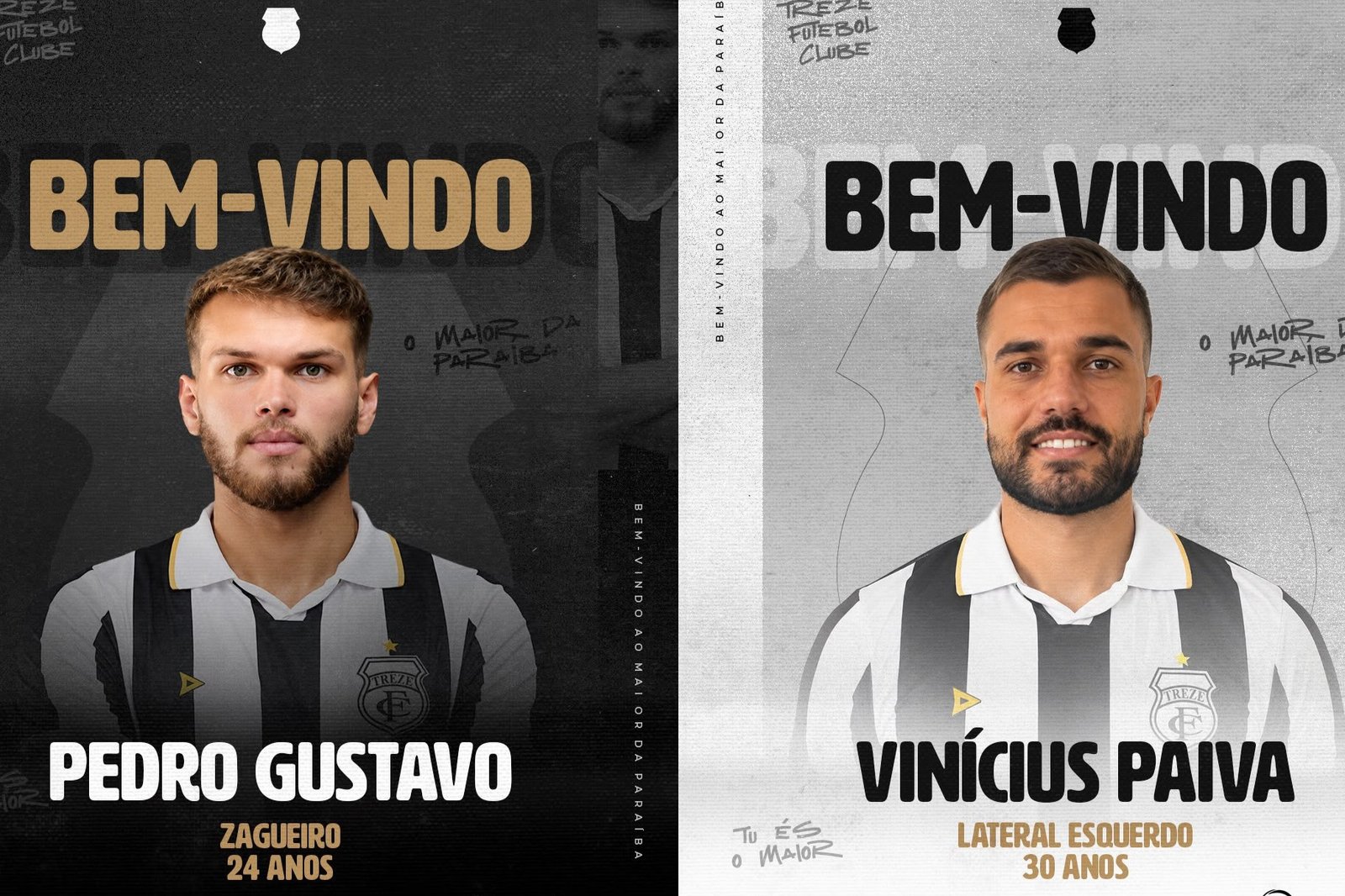 Treze reforça elenco com zagueiro Pedro Gustavo e lateral-esquerdo Vinícius de Paiva para Copa Paraíba