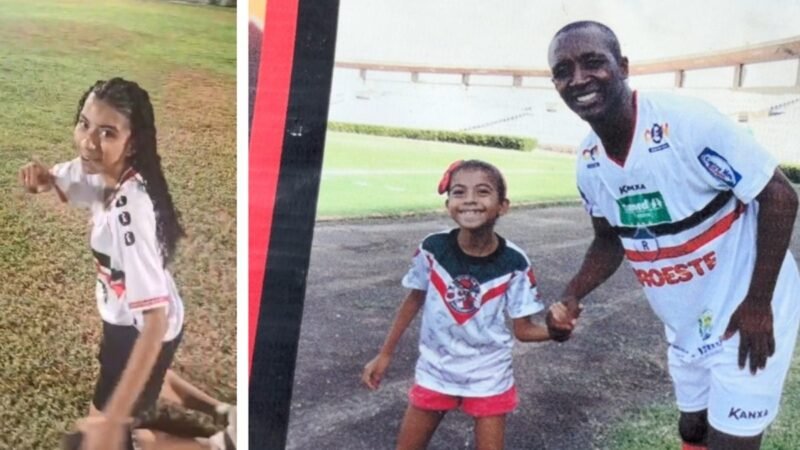 Conheça a “Mascotinha do River-PI”: afilhada de Amarildo atravessa campo de joelhos após acesso