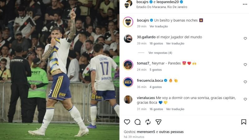 Herói do Boca, Paredes provoca o Vasco após classificação: “Um beijinho e boa noite”