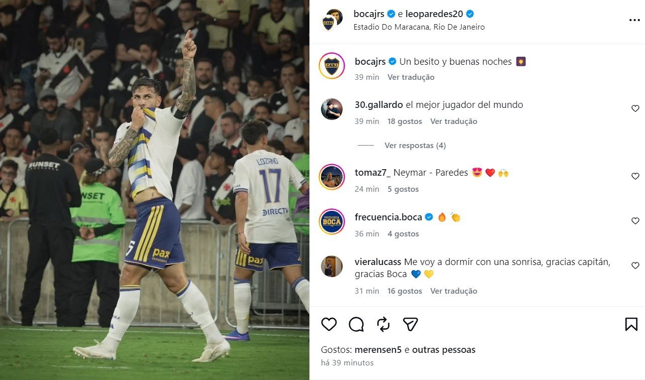 Herói do Boca, Paredes provoca o Vasco após classificação: “Um beijinho e boa noite”