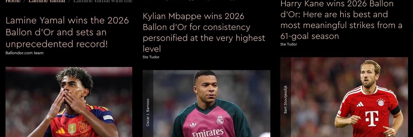 France Football comete gafe e divulga Yamal, Mbappé e Kane como vencedores da Bola de Ouro; veja