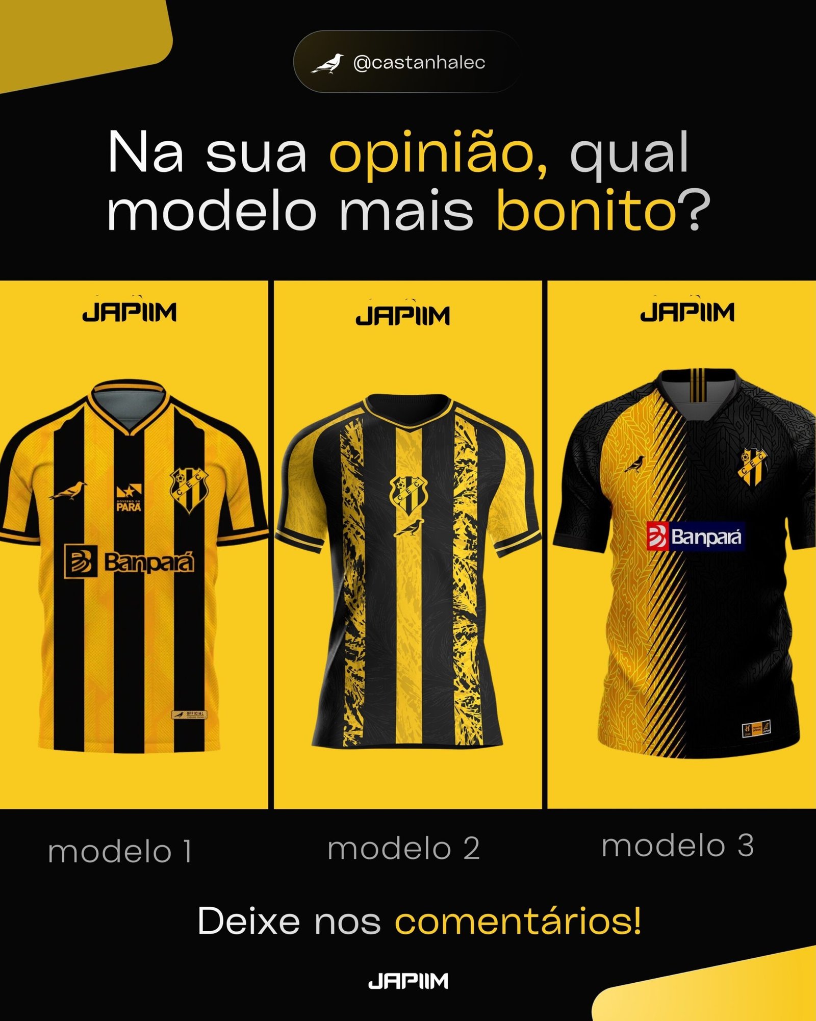 Torcedor do Castanhal pode escolher nova camisa para 2027; veja os modelos